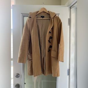 A.P.C. Camel Hooded Pea Coat with Toggle Closures